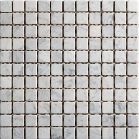 Bianco Carrara  Mosaico   cm. 30x30    Marmo Naturale   Burattato      STUDIO  D.O.C.