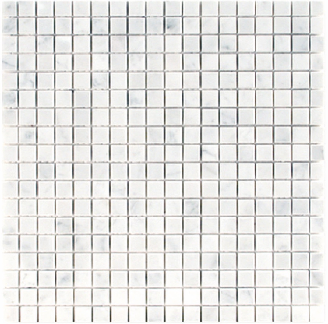 Bianco Carrara  Mosaico   cm. 30x30    Marmo Naturale   Burattato      STUDIO  D.O.C.